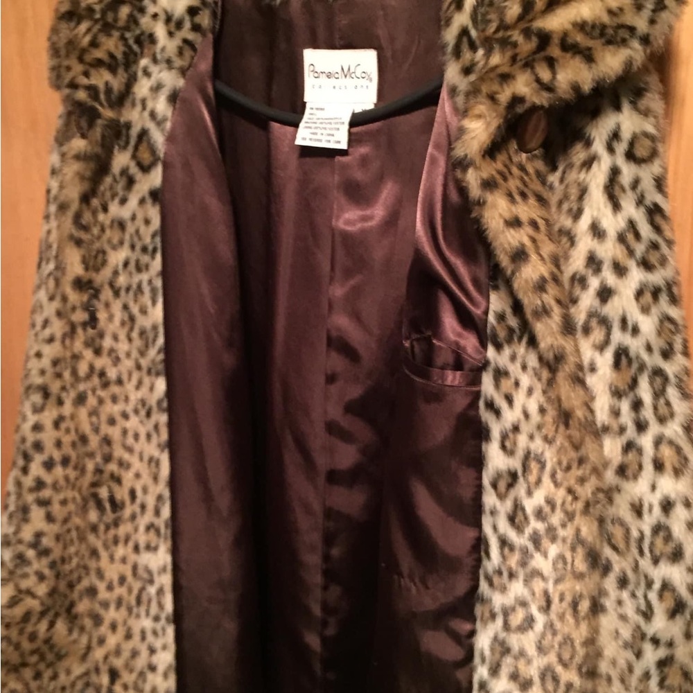 5543 Pamela McCoy Faux Leopard Fur Coat Full Length - Medium Super Soft CLEAN - Picture 9 of 11